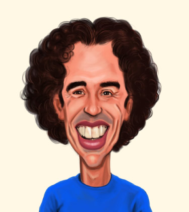 Funny Drawing of a guy with his curly hair and huge laugh