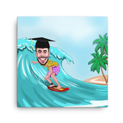 Student Caricature Drawing on Canvas Print