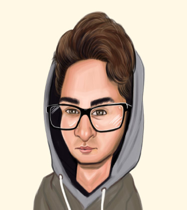Nerd Student with Glasses and cap on caricature