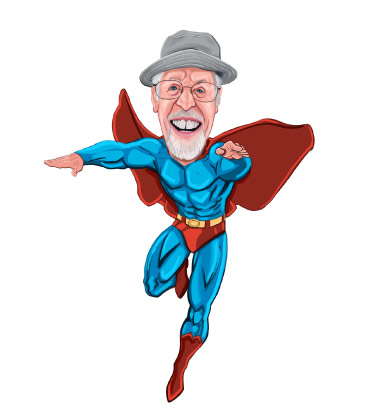 Full Body Drawing of a Superman Grandfather