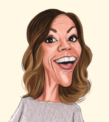 Funny Caricature of a Lady with adorable, huge smile