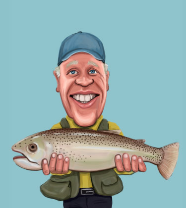 Funny Portrait of a Fisherman with his fish