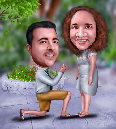 Wedding Proposal Realistic Caricature